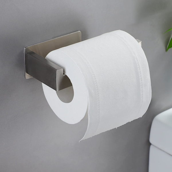 Sort Toiletpapirholder, Toiletpapirholder til Badeværelse og Køkken, SUS 304 Rustfrit Stål, Selvklæbende