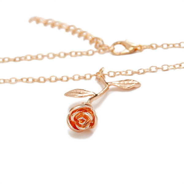 Halskæder til kvinder, personlige lange halskæder til kvinder, guld halskæde rose vedhæng