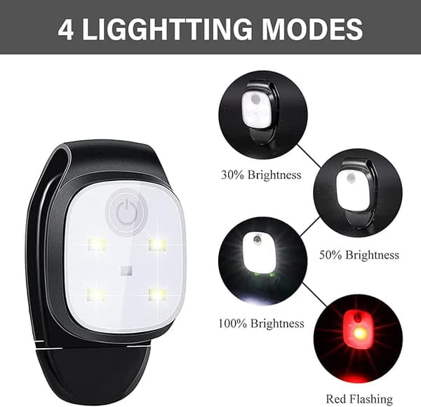 2 stk. LED-klips-på-jogginglys, reflekterende, USB-genopladelige, med klip