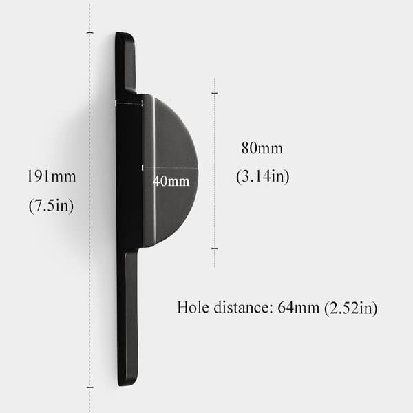 Sorte skuffehåndtak Halvmåne skuffehåndtak, 2,5 tommer (64 mm) hull til hull Sem