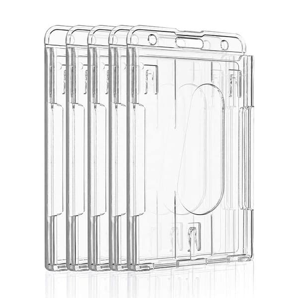 5 st Dual Card med tumgrepp kortficka PC plast transparent