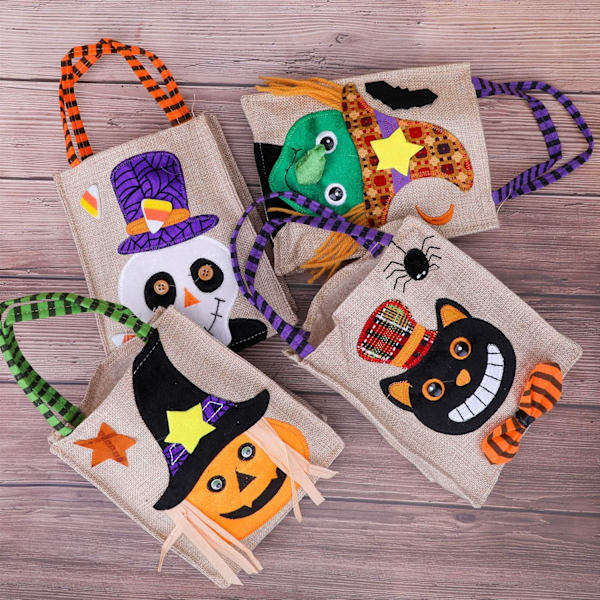 4 kpl Halloween-karkkipussien pakkaus, Halloween-juhlalinan välipalapussit