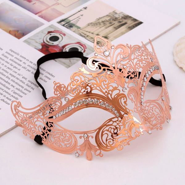 Venetiansk metallmask inlagd borr Högkvalitativ maskeradmask prestandarekvisita