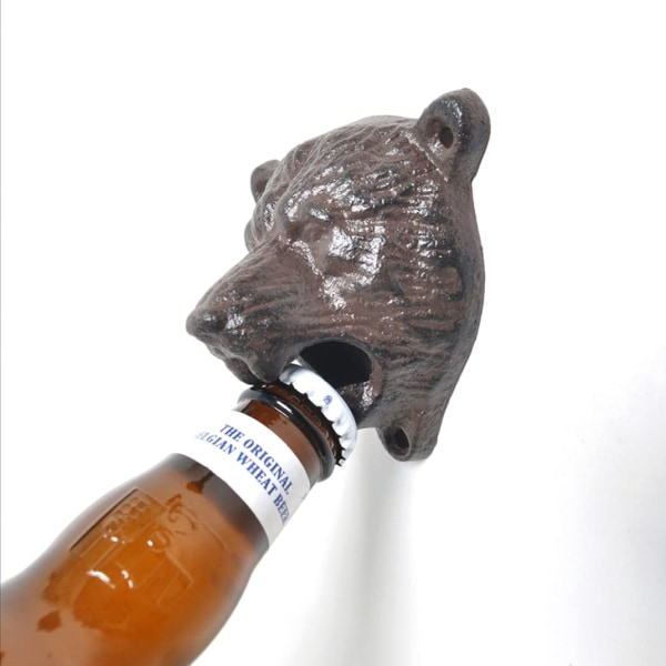 Bear flaskeåbner vægmonteret metal flaskeåbner retro 3D væg