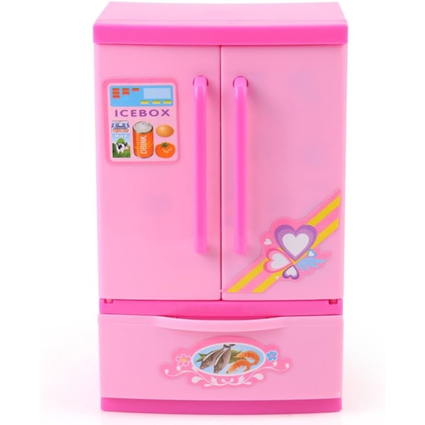 Kid Imitation Toy Mini Køleskab Pink Plast Rolle Toy reative