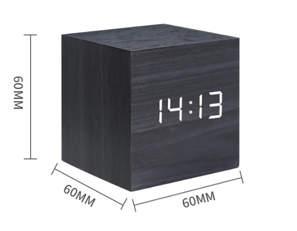 Trä LED väckarklocka elektronisk digital display tid klocka Mute