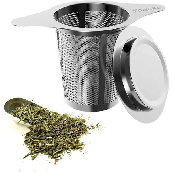 Te-filter, rustfritt stål te-infuser med fine hull, universell tekanne
