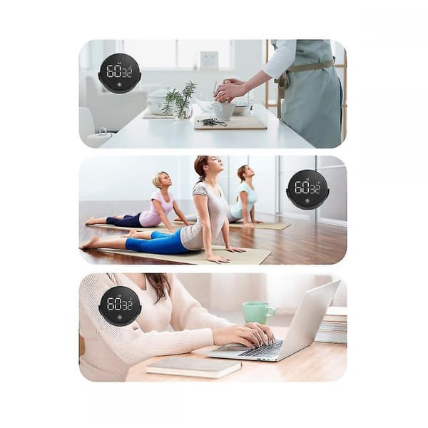 Magnetisk Digital Timer til Køkken Ur Timer Tidsstyring Stopur Led Bord Alarm Køkken (sort)