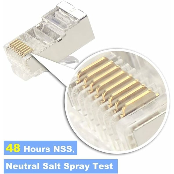 Paket med 25 RJ45-kontakter, nickelpläterade, skärmade RJ45-kontakter T