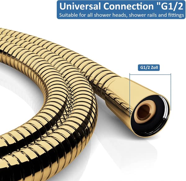 Guld brusehoved - 1,5 m brusehoved, anti-twist rustfrit stål brusehoved