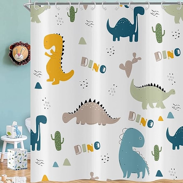 1 st söt dinosauriemönster polyester tyg duschdraperi, 180 x 2