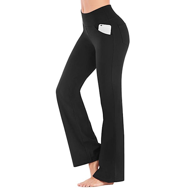 Bootcut Yoga byxor med fickor för kvinnor Hög midja Träning Boot
