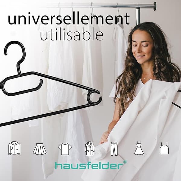 Sæt med 30 Sorte Bøjler, Plastikbøjler (Sort, 30)