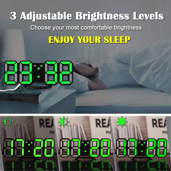 3D LED Digital Alarm Clock, 8.4\" Stor Skjerm for Soverom, med 3
