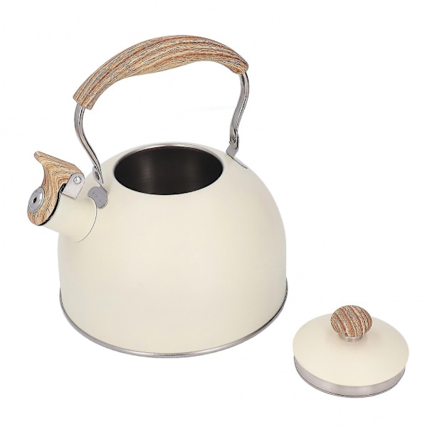 Rustfrit Stål Fløjtende Tekande 2.5L Ergonomisk Håndtag Tekande Beige