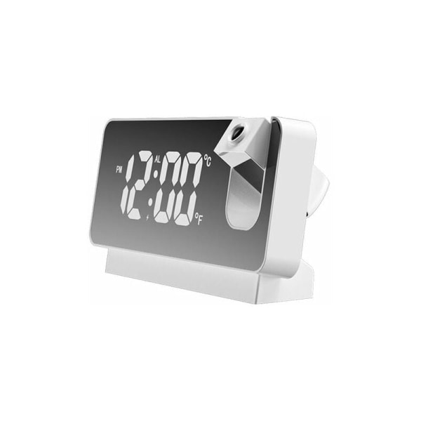 Projektionsväckarklocka för sovrum, digital klockradio med dimmer och USB-laddningsportar, 180° roterande projektor, dubbel alarm, snooze, tydlig LED-display digital klocka för sovrum