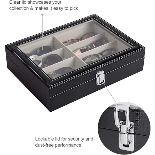 Læder Multi Solbrille Organizer til Kvinder Mænd, Briller Brille