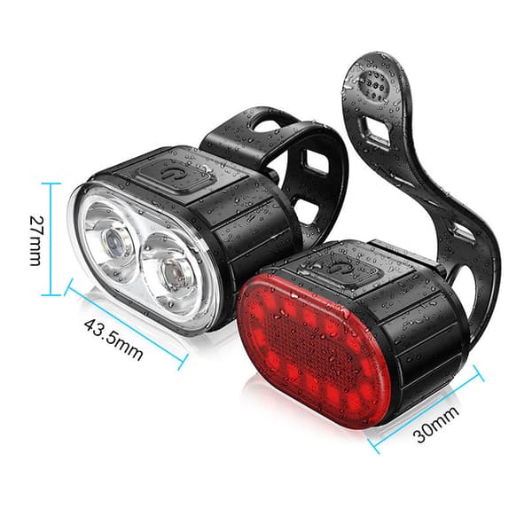 LED-sykkellyssett, USB-oppladbar superlys 6 lysmodus