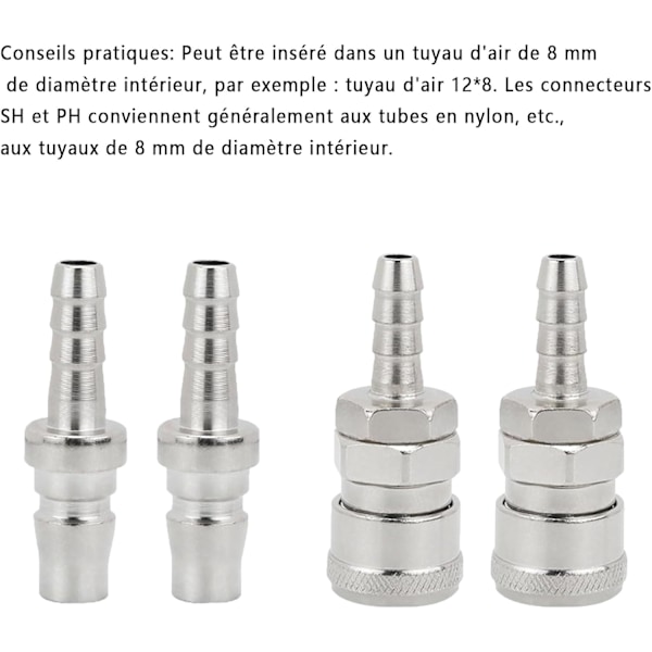 Snabbkoppling för tryckluft, Luftkompressorset, Pneumatisk munstycke, 8 mm pneumatisk snabbkoppling, Tryckluftslang hane a