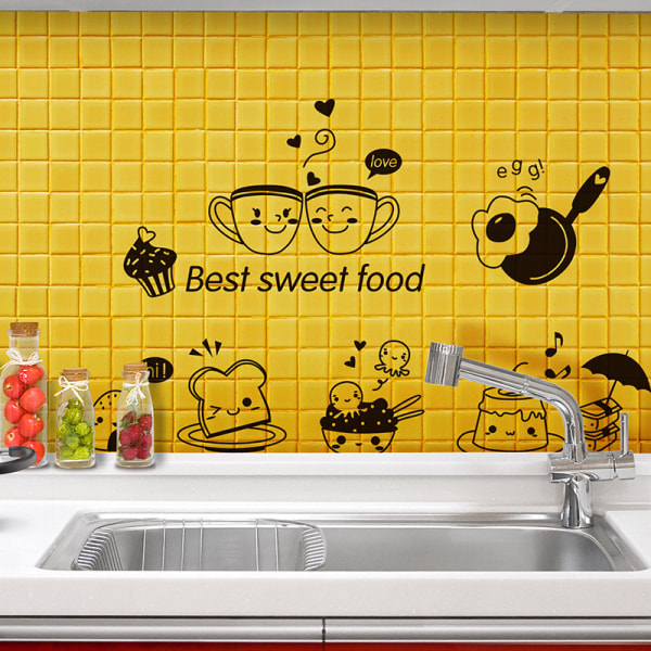 Coffee wall sticker kitchen DIY sweet decoration PVC adhesive,1se