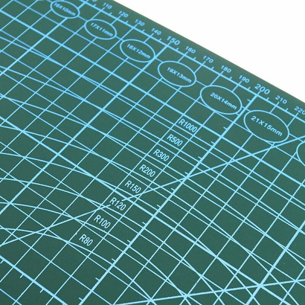 Skärmatta A3 halkfri 2 sidor - Självläkande tryckta skärbrädor - Grön - 45 x 30 cm - Skärmatta A3 för quiltning, sömnad, scrapbooking，En bit