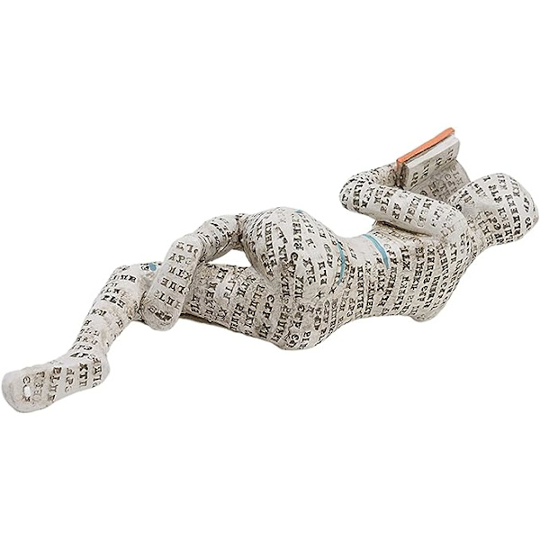 1 stk. Læsende kvinde statue dekoration harpiks kvinde læsende figur innovativ læsende dame ornament til boligindretning, 21*7*5,5 cm