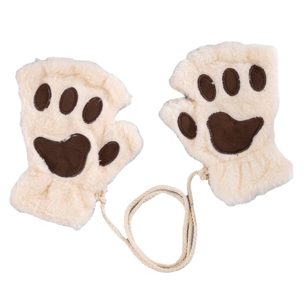 Naiset Bear Pehmo Cat Paw Claw Glove Pehmeät talvihanskat Sormettomat