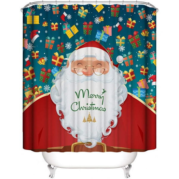 Christmas Shower Curtain Christmas Style Shower Curtain Christmas Pattern Waterproof Mildew Proof Bathroom Curtain Washable 180*180cm（santa claus）