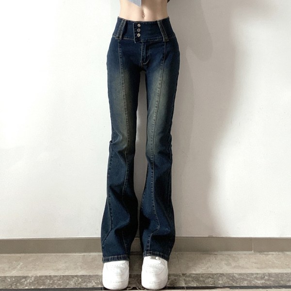 Kvinner Casual Vintage Casual Jeans Super High Waist M