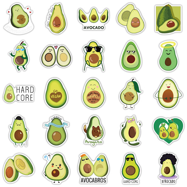 Avocado-klistermærker til vandflasker, vinyl vandtætte klistermærker til vandflaske, 50