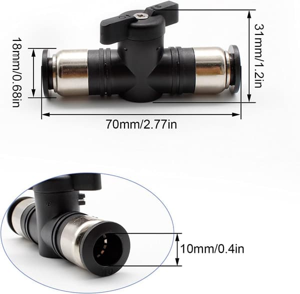 10mm Pneumatisk Kugleventil Indvendig Diameter Luftstrømsregulatorventil Hurtigkobling Sort til Pneumatiske Værktøjer