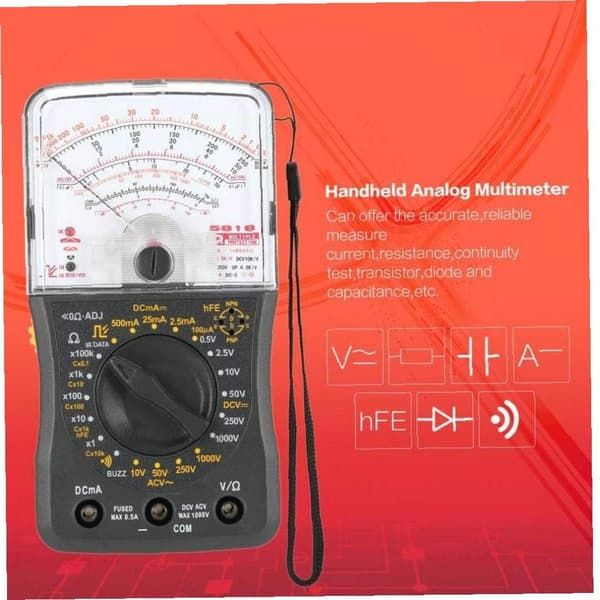 Mini Bærbar Analog Multimeter AC/DC Voltmeter Amperemeter Modstand Kontinuitet Kapacitans Sikring & Dioder Tester