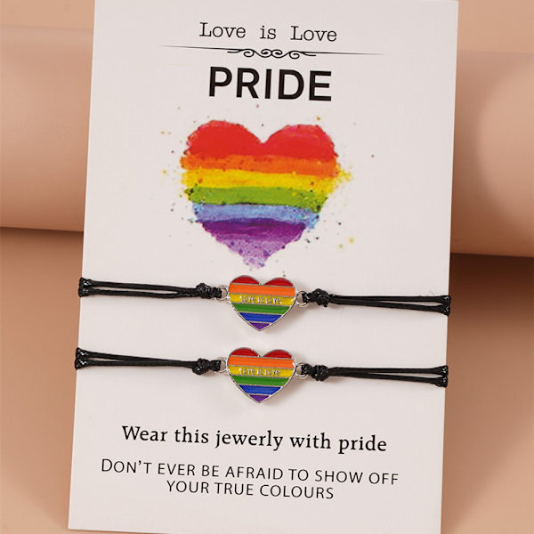 Regnbue Stripe Pride Armbånd Justerbar Håndlaget Flettet Armbånd