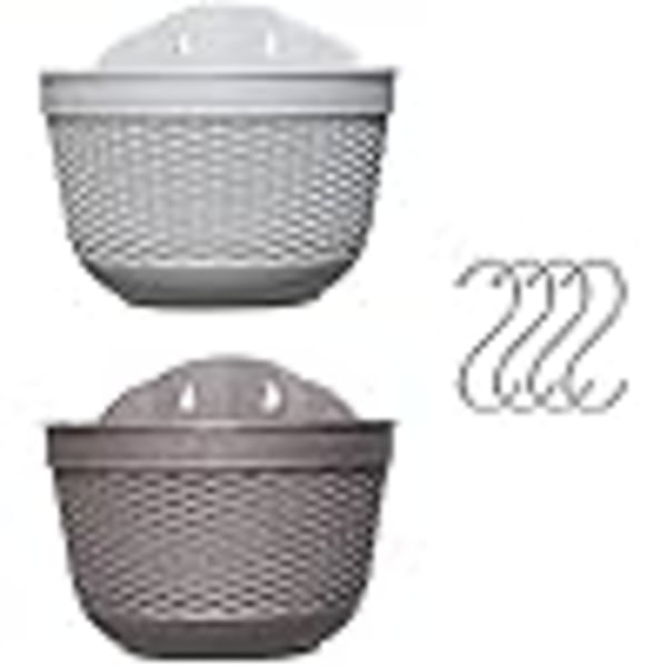 Set of 2 Plastic Hanging Flower Pots for Balcony, Fence, Wall Hanging Plan