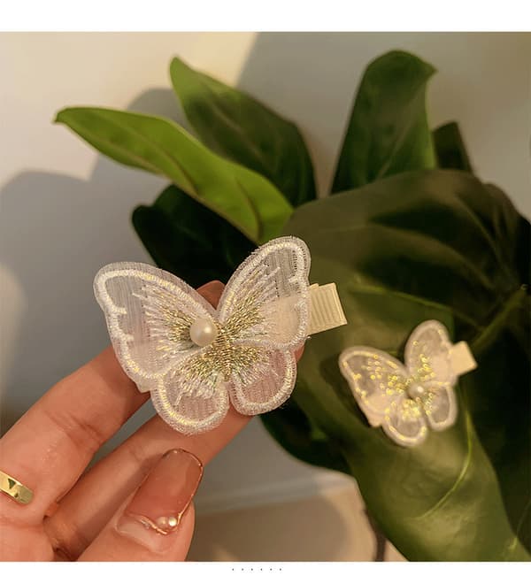 2 stk. Chic Hvide Sommerfugleperle Klemme Hårnål Barrette Kvinder Bryllup