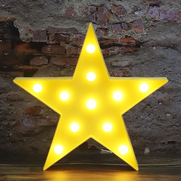 LED Marquee Star Signs Nattlys, batteridrevet stjerneformet