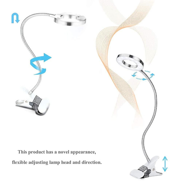 Led-skrivebordslampe med klemme for permanent manikyr