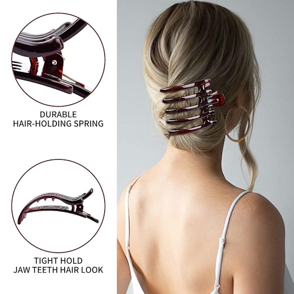 Store hårsløjfer 6 stk. flade hårbananer Barrettes Onslip Store hårklemmer