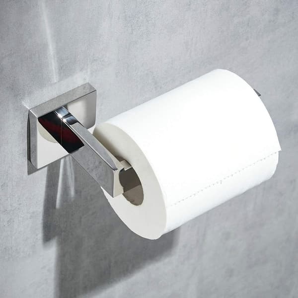 Toiletpapirholder til vægmontering, selvklæbende toiletpapirholder, sort aluminium