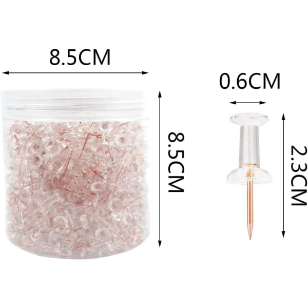 Rose Gold Push Pins, 400 Clear Head Push Pins Rose Gold Push Pins