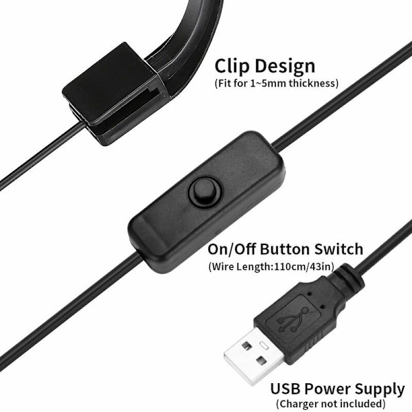Lille klipslampe til akvarium LED-belysning blå hvid USB mi