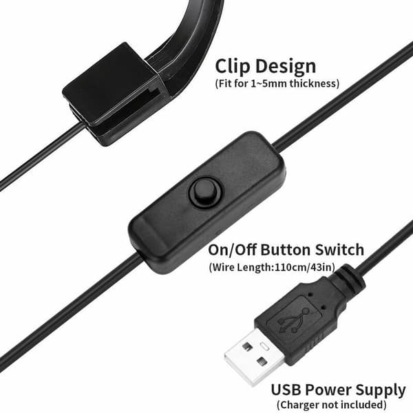 total Liten klämlampa för akvarium LED-belysning blå vit USB mi