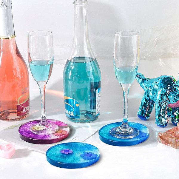 Coaster Resin Molds, 4PCS Coaster Silicone Molds til Epoxy Resin