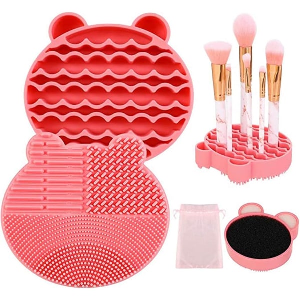 2 Pieces 2-in-1 Silicone Cosmetic, Makeup Brush Cleaner Mat, Sili