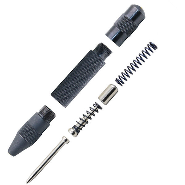 Automatisk centrumpunsch laddad metallfjäderpunch med automatisk justerbar slagcentrumpunsch för metall eller trä (svart, 13cm)