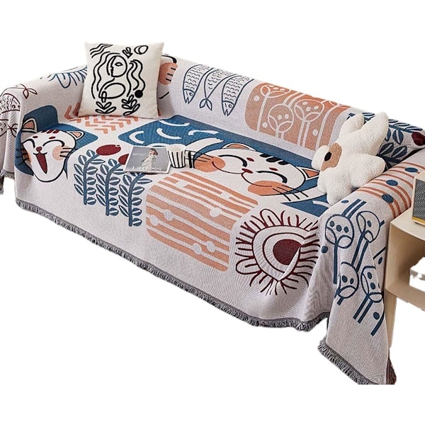 Vintage Sofaovertræk til hunde Sofaovertræk Sofaovertræk med kvast Sofaovertræk Håndklæde Pude Sofa blødt Sofaovertræk Loveseat (Størrelse: 90*150cm)