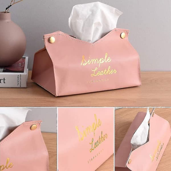 2 stk. Tissue Holder, Tissue Box, Læder Tissue Box, V Port Design (pink, Grøn)