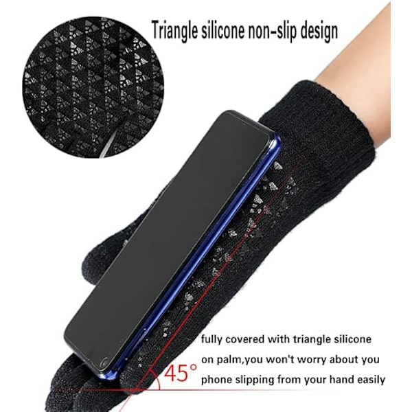 Vinterstrikede Touchscreen Handsker Varme Termiske Bløde Foring Elastisk Håndled Anti-Slip til Kvinder Mænd