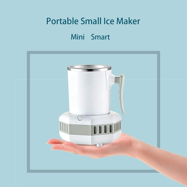 Mini ismaskin med kylning, portabel liten ismaskin, 15 minuter snabb ismaskin