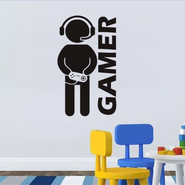Gamer med Controller Wall Decal, Game Boy Decal Wall Sticker, Vi